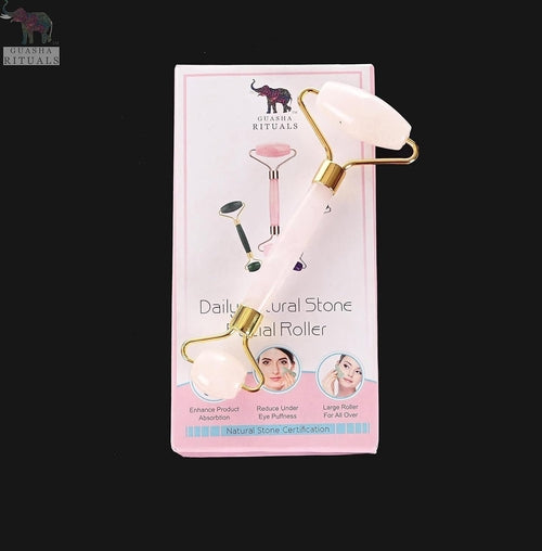 Kit Gua Sha & Rullo in Quarzo Rosa – Massaggio Viso Effetto Lifting